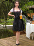 3-teiliges Dirndl für Damen – Midi-Traditionskleid mit Dirndl-Kleid, Schürze und Bluse für das Oktoberfest